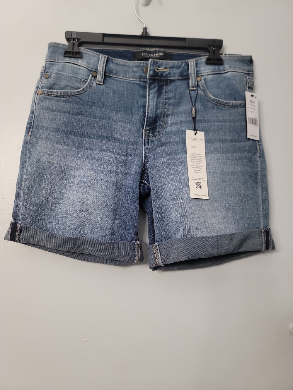 Liverpool  Marley Boyfriend Light Blue Rolled Cuff Denim Shorts